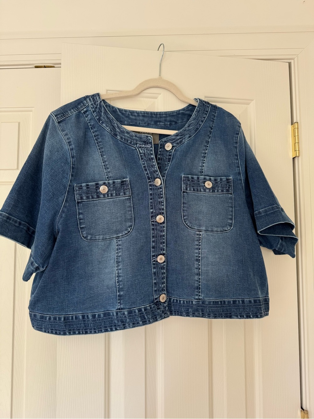 torrid Short-Sleeve Dark Blue Denim Jacket Bolero